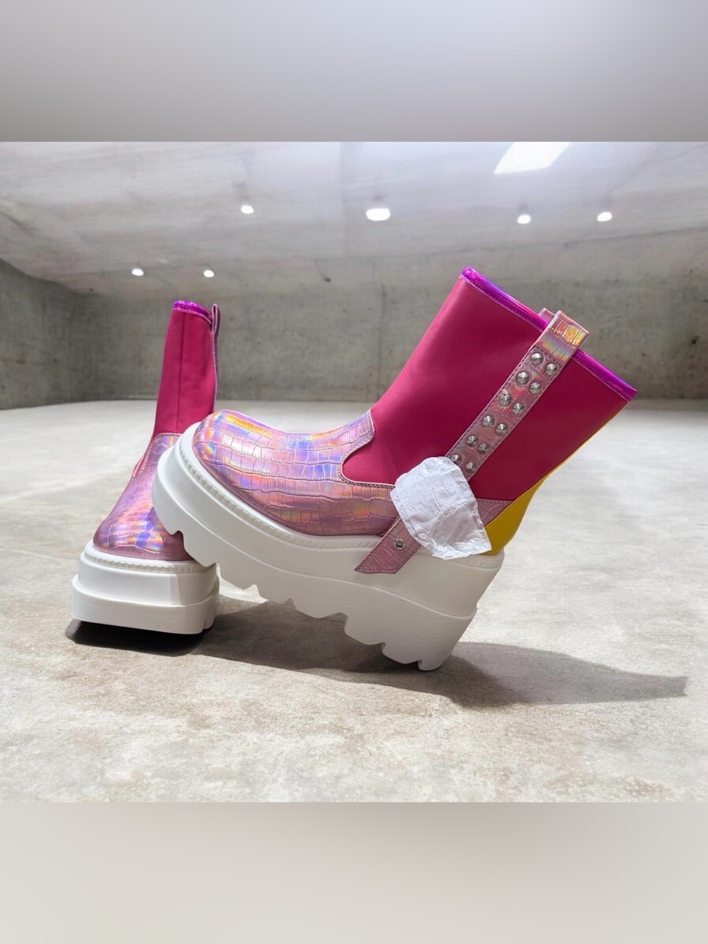 Cape Robbin Pink Iridescent Pull On Platform Boots
